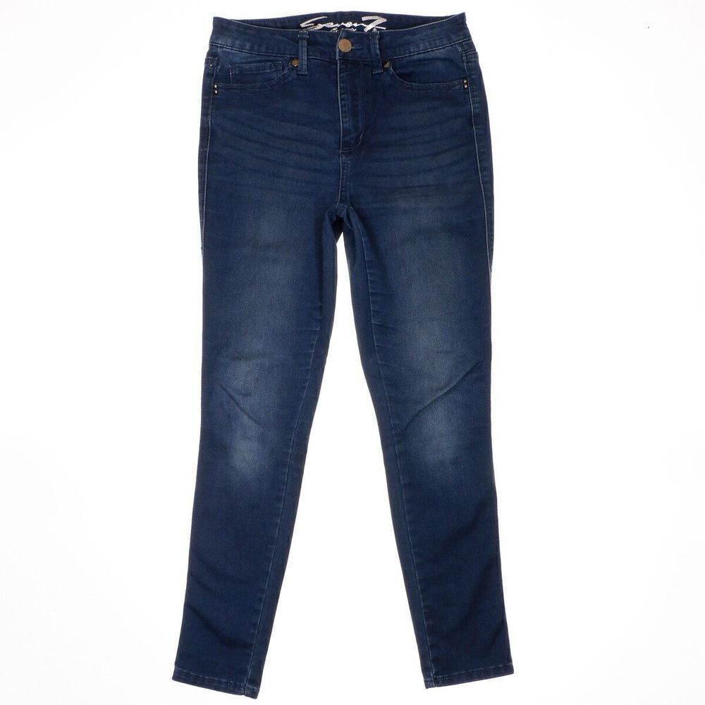Seven7 Skin Fit Skinny Jeans 6 Womens Dark Blue Lightweight Denim Stretch 28x27